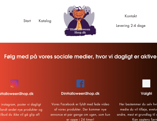 Webshop med halloween produkter - Dropshipping med 2-4 dages levering 