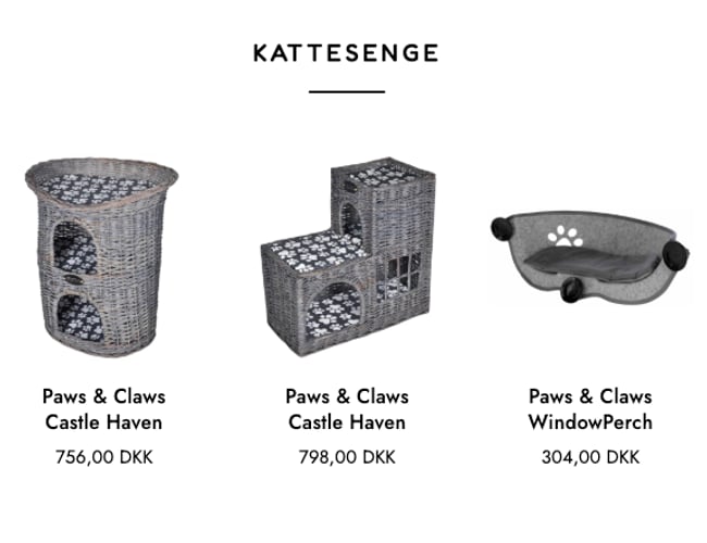 Webshop med salg af produkter til hunde og katte 