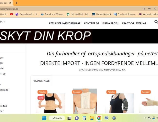 Webshop med ortopædiske bandager - Betal kun for varelager - Omsætning 2022: 50.000 kr.