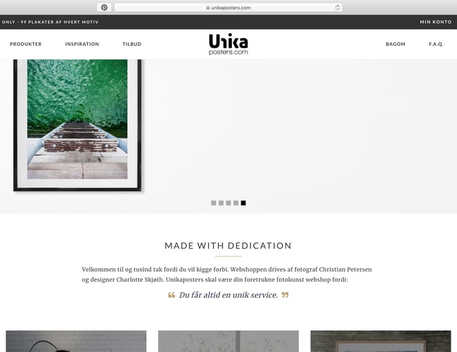 Webshop i super lækkert design - Salg af plakater - Omsætning 2018: 44.350 kr.