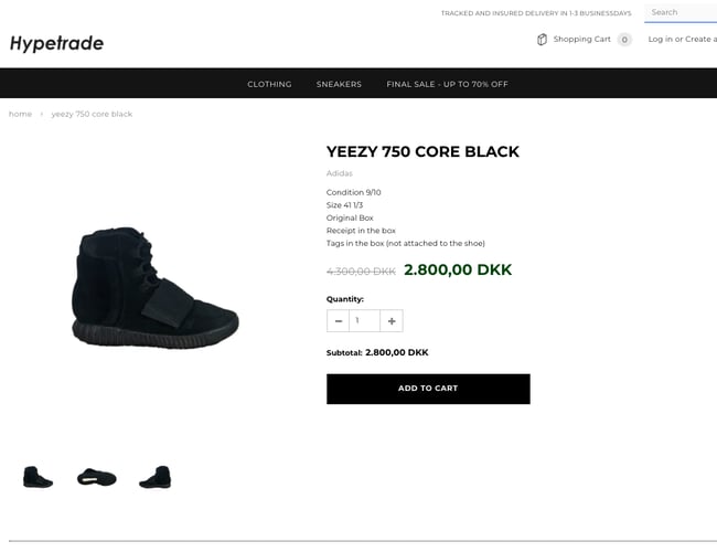 hypetrade.eu - Populær sneakershop sælges til nedsat pris