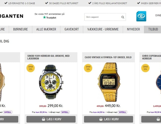 Ure – webshop med kendte mærkevare-brands - Omsætningen (2022) inkl. moms: 170.000 kr. 