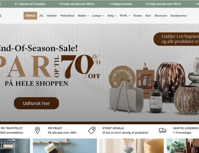 En velkørende Webshop med salg af boliginteriør og med stort potentiale til yderligere vækst