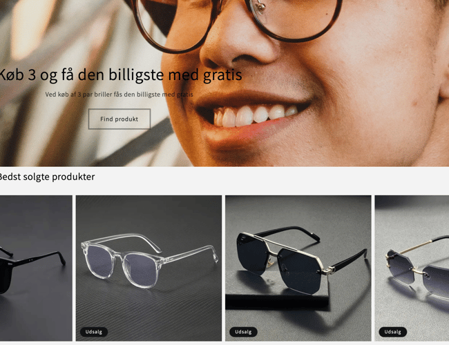 Webshop med salg af bluelight briller og solbriller sælges 