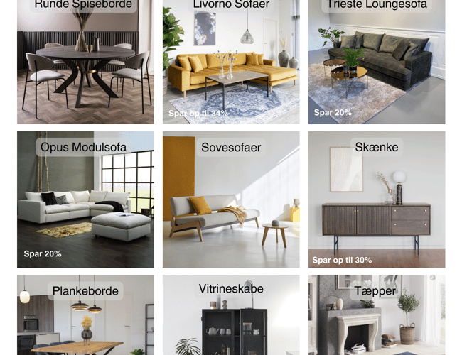 Møbel/Boligudstyr webshop fra 2016 med 61 mio. total omsætning
