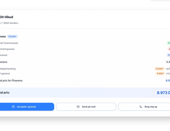 SkyQuote – SaaS til udendørs servicefirmaer (fliserens, tagrens, algebehandling mv.)  100% automatiseret opmåling, tilbud og fakturering – giver kunderne pris på få sekunder og øger salget!