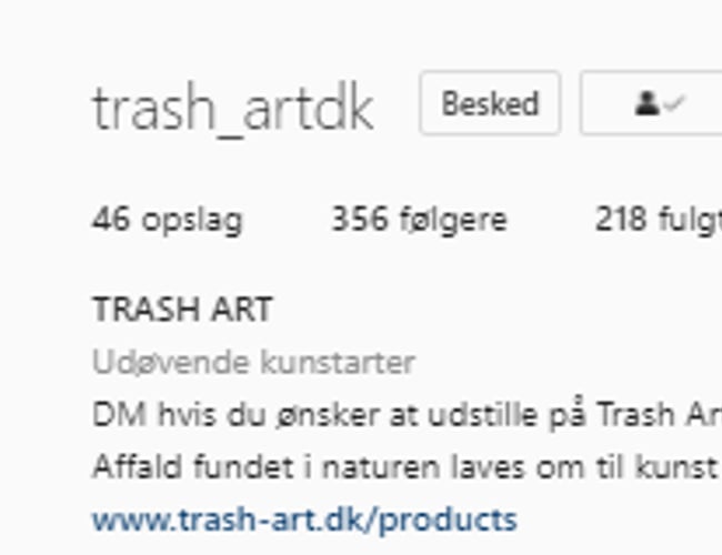 Bæredygtig kunst Webshop og Community af kunstnere  (Trash - Art + hjemmeside, netværk mm.) - Overskud før skat 20.000 DKK