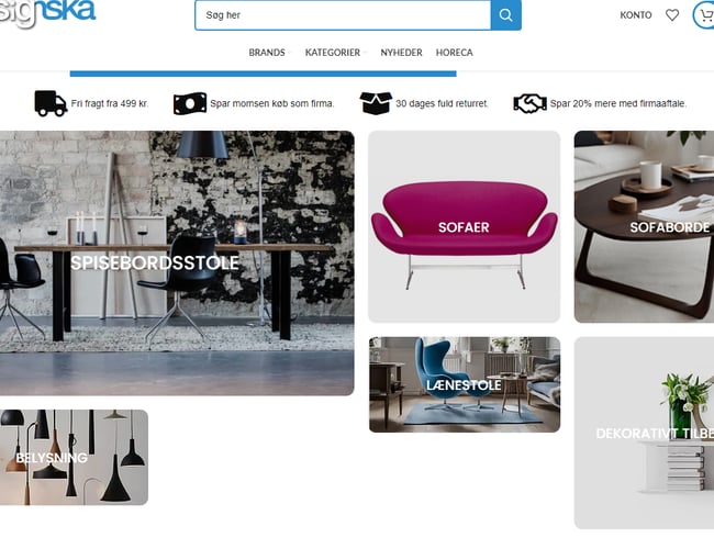 Hurtig møbel og interiør webshop som hurtigt kan ændres til dit behov