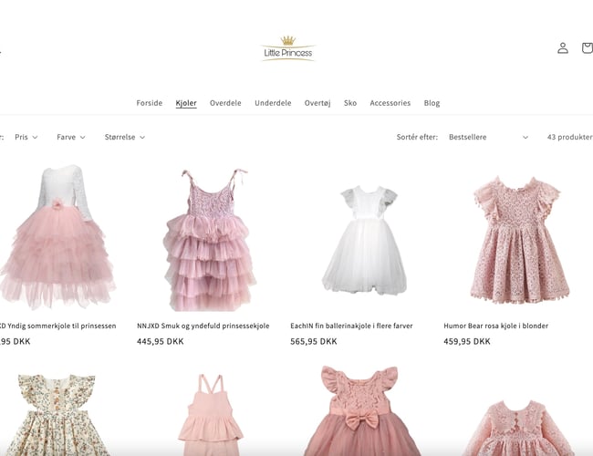 Webshop og univers med dropshipping af børnetøj - Omsætning fra juni til august 2022: 8.632,-