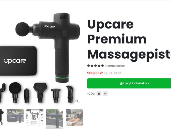 Webshop med salg af massagepistol og produkter mod rygsmerter - Omsætning: 162.000 kr. 