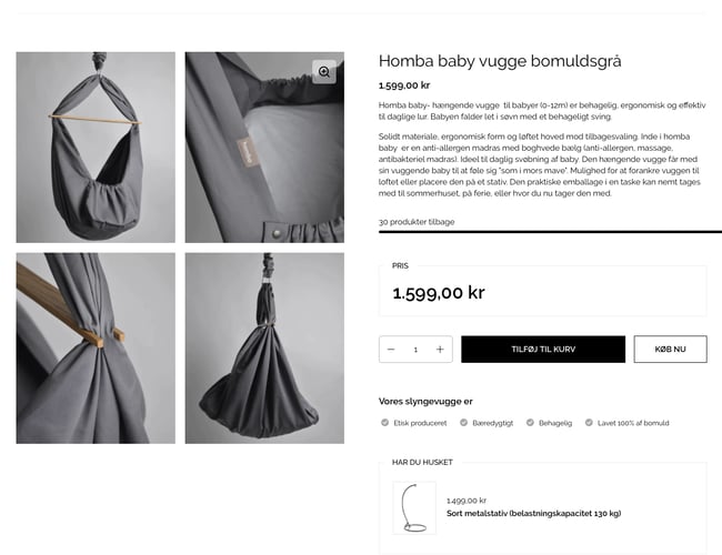 Babygyngen.dk - Webshop med slyngevugge -  med dropshipping leverandør!