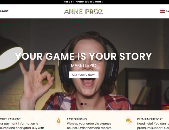 Annepro2.com - Dropshipping webshop med salg af mekaniske spil-tastaturer 