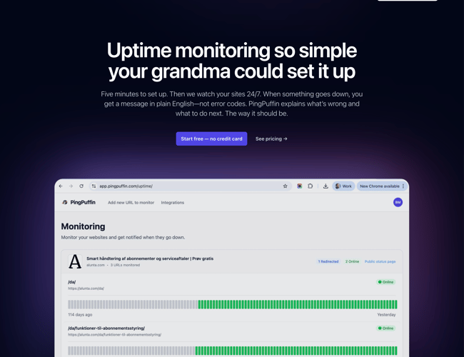 SaaS uptime monitoring service med betalende kunder