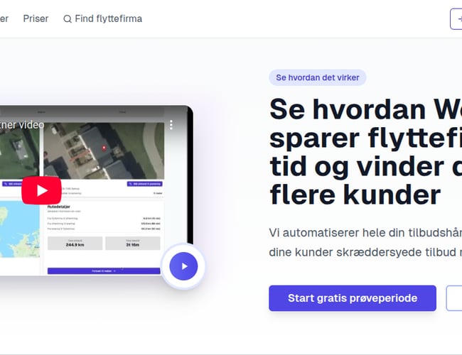 WeMoove - Ny SaaS til flyttebranchen med indbygget bookingsystem, samt medarbejder- og flådehåndtering. Skræddersyede flyttetilbud på få sekunder med hjælpe fra AI. 400 udviklingstimer brugt.