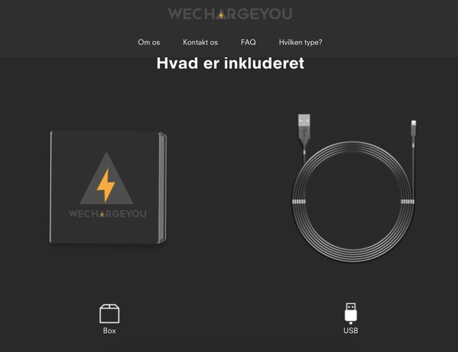 wechargeyou.dk - Unikke niche produkter med dropshipping af el-kabler