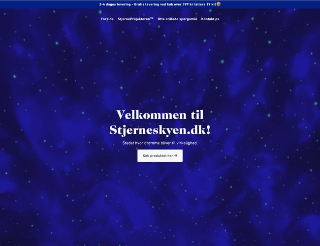 Stjerneskyen.dk - Dropshipping webshop med leverandør i EU med 2-4 dages leveringstid