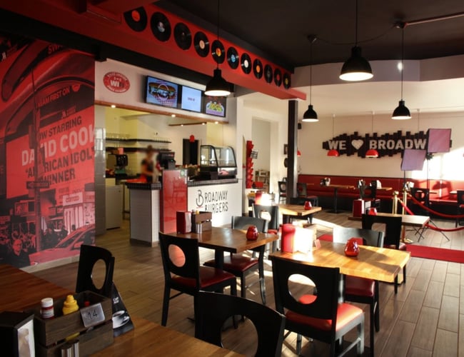 Broadwayburgers.dk ( Omsætning på 3.200.000 mio på 10,5mdr) - Flot nyrenoveret burger restaurant til salg med 185 kvm. - Overskud d.d. ca. 560.000 kr.