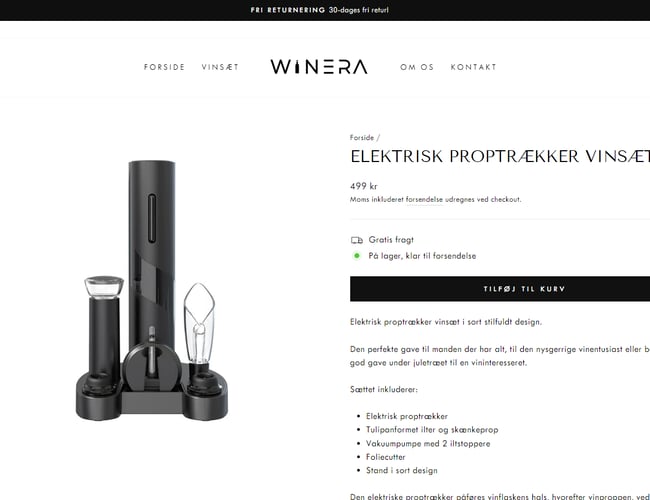 Lækker Webshop l  Winera.dk  l Inklusiv varelager