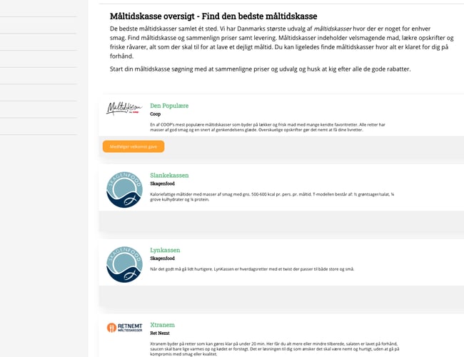 To Affiliate websites indenfor måltidskasser & mad til døren - Omsat for +90.000 kr. de sidste 2,5 år