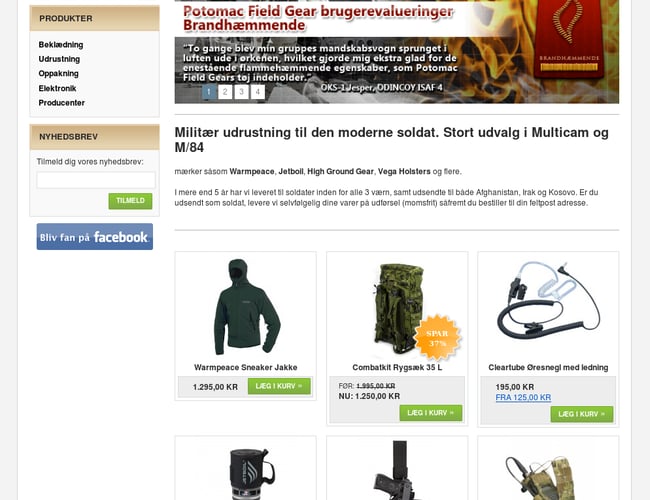 Webshop der sælger militær udrustning