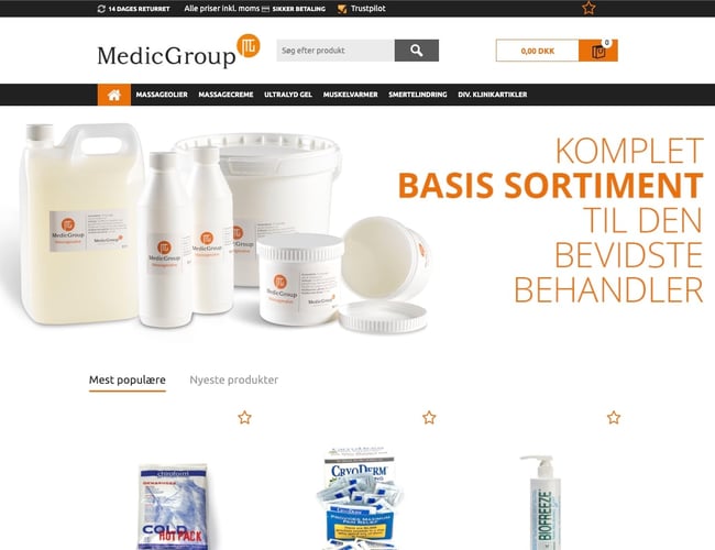 Webshop sælges - Massageolier, massagesalver, muskelvarmer mm