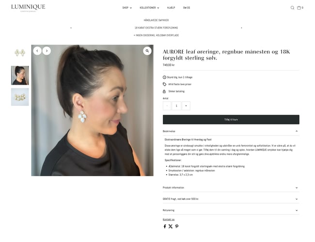 Eksklusiv webshop smykkebutik til salg – LUMINIQUE
