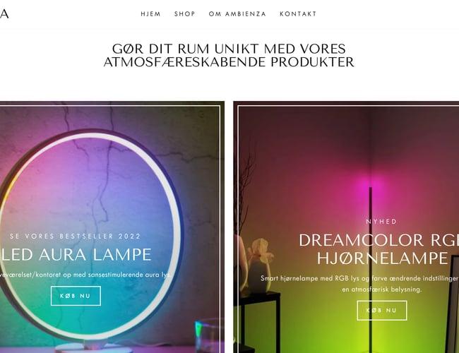 Webshop med atmosfæreskabende produkter - Salg af LED-lamper 