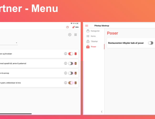 Mad bestillingsplatform - Platformen er testet med 15 forskellige restauranter og cafeer