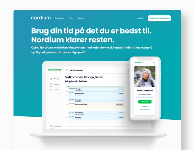 [SaaS virksomhed] Tid er penge - Behandlere sparer begge dele med Nordiums booking- og administrationssoftware.