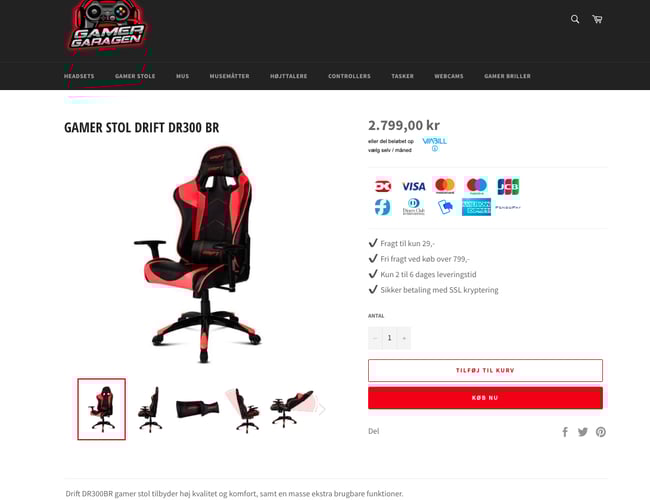 GamerGaragen.dk - Optimeret dropshipping gaming webshop med stort potentiale!