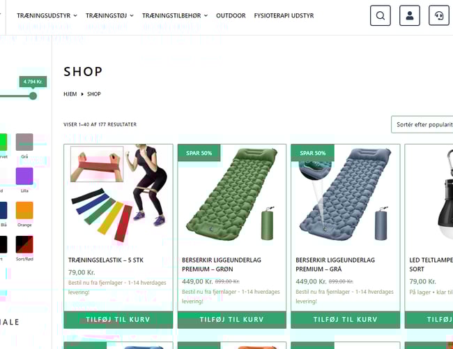 Sport og fritidswebshop sælges - Omsætning 2022: 793.000 kr. - netto 602K