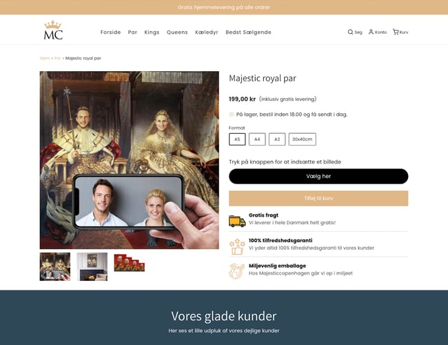 Webshop med salg af kreative og personlige portrætter - EGET BRAND