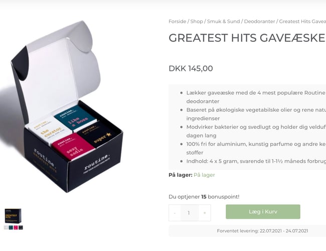 Webshop med grøn profil - Budgetteret omsætning 2021: 200.000 kr.