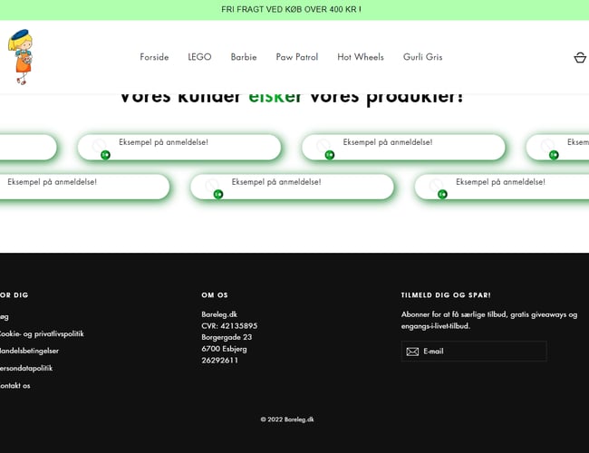 Bareleg.dk | 100% Køreklar dropshipping webshop med Legetøj