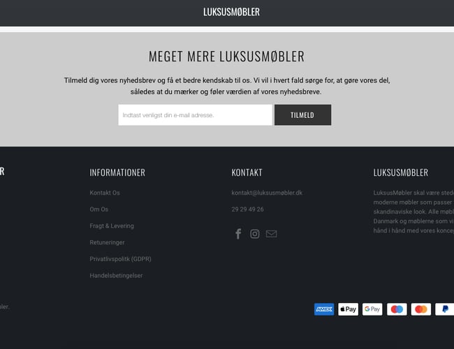 Møbelside med dansk leverandør. (Dropshipping) - luksusmøbler.dk