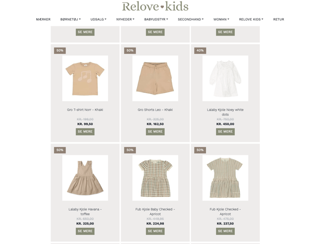 ReloveKids Børnetøjs webshop til salg 