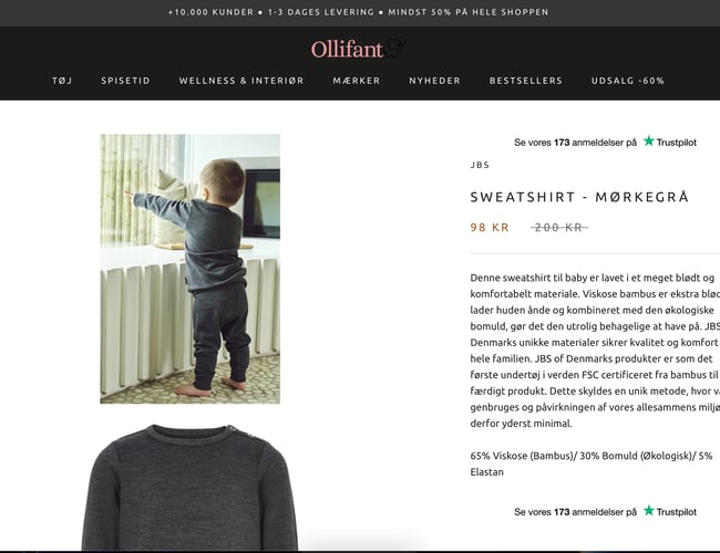 Ollifant.dk - webshop med +65.000 følgere - Millionomsætning - stort potentiale.