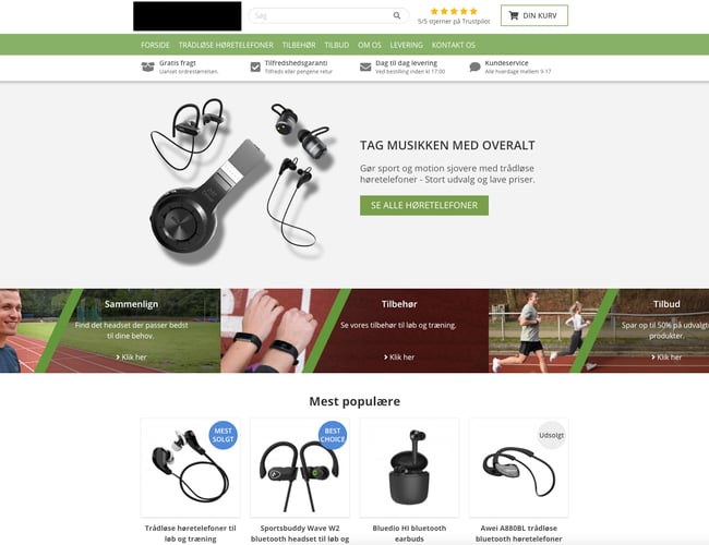 Webshop med sports høretelefoner - Over 4.500.000 kroner i omsætning