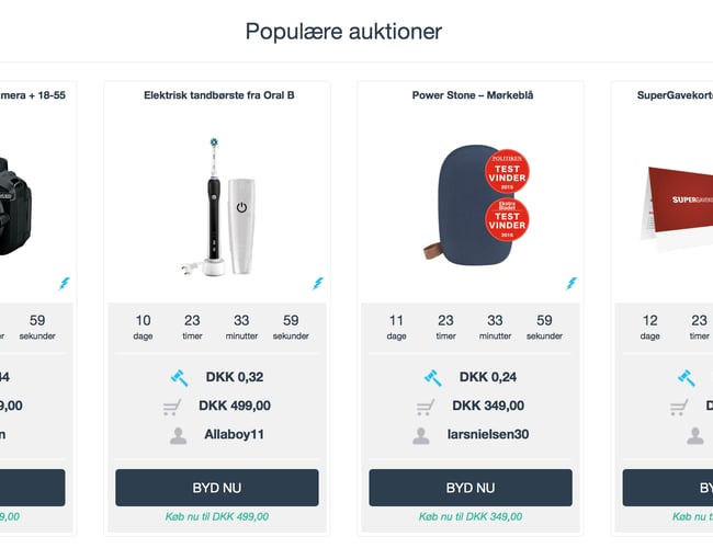 Webshop/auktionsside med 9000 brugere og total omsætning på 1 mio kr på 1,5 år. 