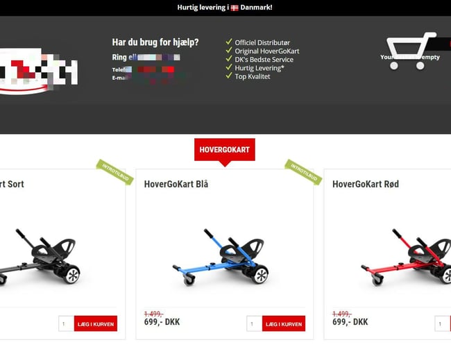 Webshop med salg af hoverkarts