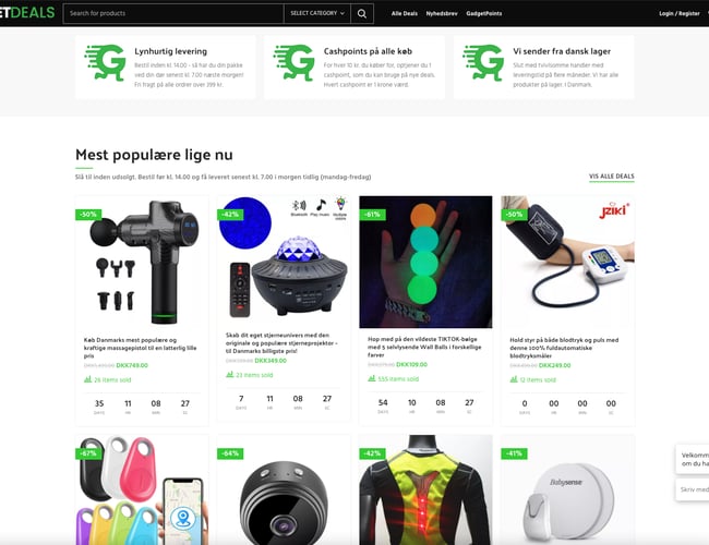 Dealsite med stort dansk varelager, kunder og aktiv målrettet SEO-ranking som bliver bedre og bedre