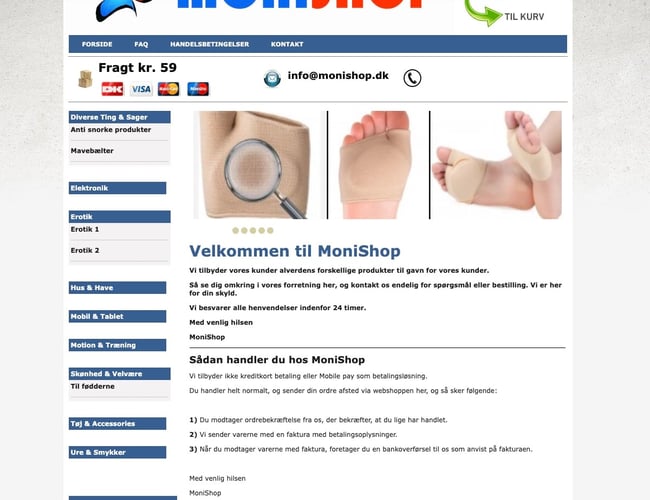 Webshop sælges - www.monishop.dk
