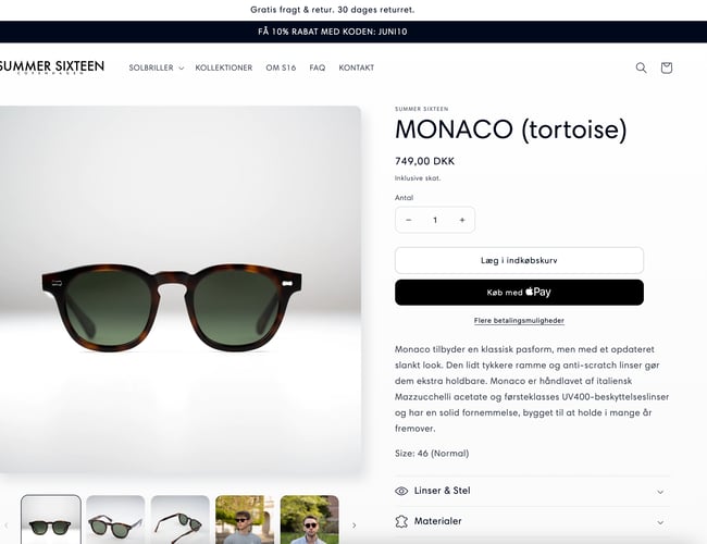 Eksklusivt Solbrille brand sælges