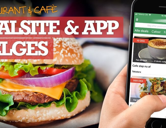 Køreklart dealsite inkl. app inden for café- og restaurationsbranchen sælges