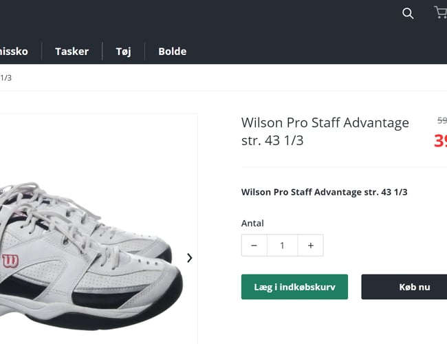 Køreklar webshop med secondhand tennisudstyr