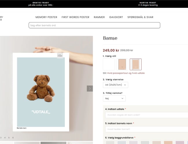 Unik shop med plakater til forældre til salg