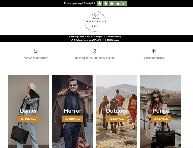 Webshop med tasker - Etableret webshop - Kraftig vækst