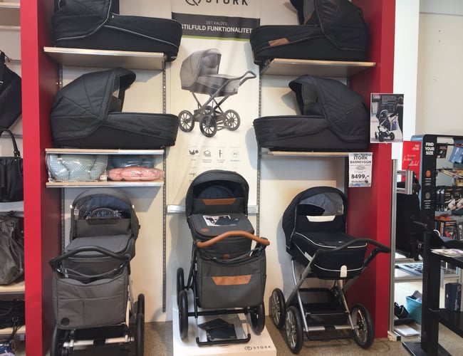 Stækt nedsat ved hurtig handel.  salg af tøj og tilbehør til de mindste (4,3 millioner i omsætning 2015/16)